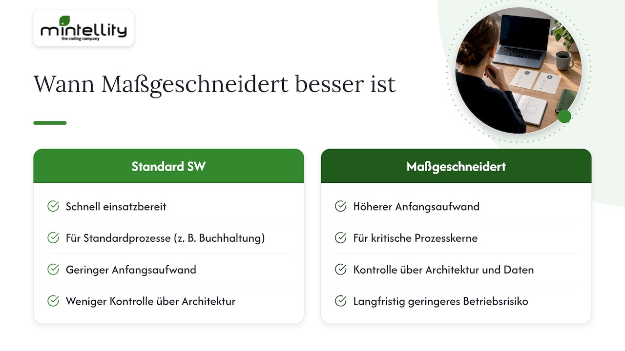 Wann maßgeschneiderte Software die bessere Wahl ist — overview diagram