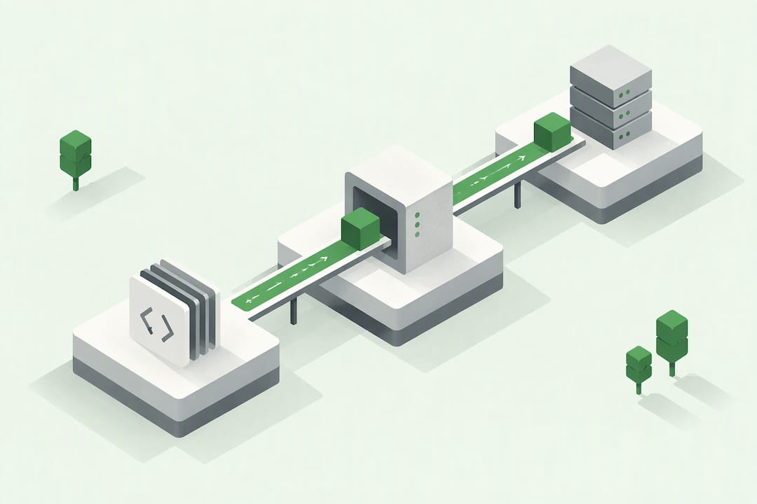 Minimalistische Darstellung einer CI/CD-Pipeline